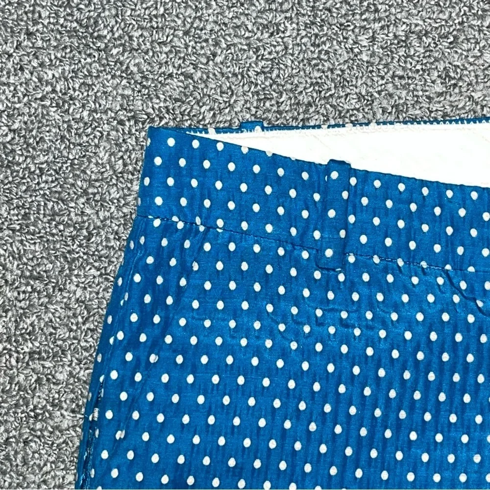 J.Crew Cafe Capri Polka Dot Pants Women's Size 4 Blue Mid Rise Stretch